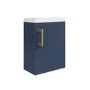 400mm Blue Cloakroom Wall Hung Vanity Unit with Basin and Brass Handle - Ashford