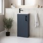 ONLY OPENED - 400mm Blue Cloakroom Freestanding Vanity Unit with Basin and Black Handle - Ashford