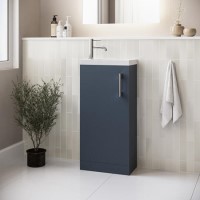 400mm Blue Cloakroom Freestanding Vanity Unit with Basin and Chrome Handle - Ashford