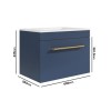 600mm Blue Wall Hung Vanity Unit with Basin and Brass Handle - Ashford