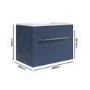 600mm Blue Wall Hung Vanity Unit with Basin and Chrome Handle - Ashford