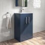 Grade A2 - 500mm Blue Freestanding Vanity Unit with Basin and Chrome Handle - Ashford