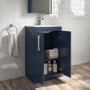 Grade A2 - 500mm Blue Freestanding Vanity Unit with Basin and Chrome Handle - Ashford