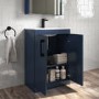 Grade A2 - 600mm Blue Freestanding Vanity Unit with Basin and Black Handle - Ashford