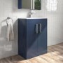 Grade A2 - 600mm Blue Freestanding Vanity Unit with Basin and Chrome Handle - Ashford