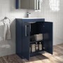 Grade A2 - 600mm Blue Freestanding Vanity Unit with Basin and Chrome Handle - Ashford