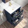 600mm Blue Freestanding Vanity Unit with Basin and Brass Handle - Ashford