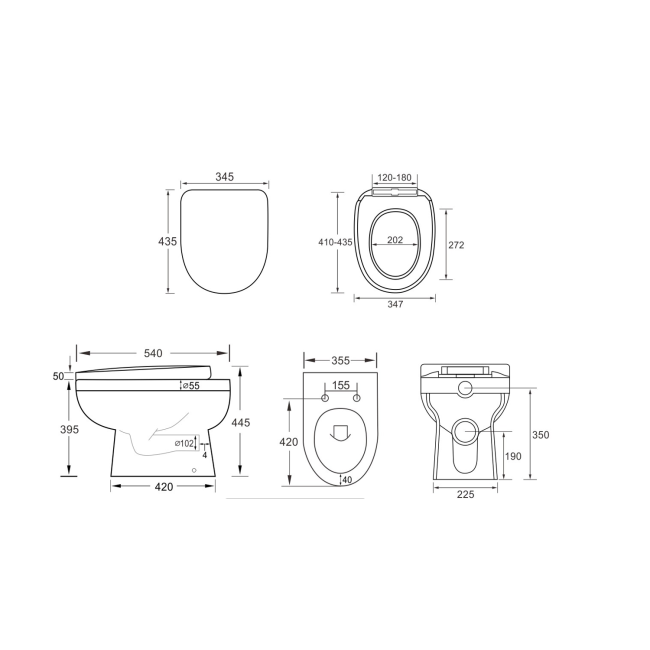 1100mm White Toilet and Sink Drawer Unit with Round Toilet and Chrome fittings - Ashford