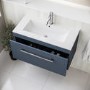 800mm Blue Wall Hung Vanity Unit with Basin and Chrome Handle - Ashford