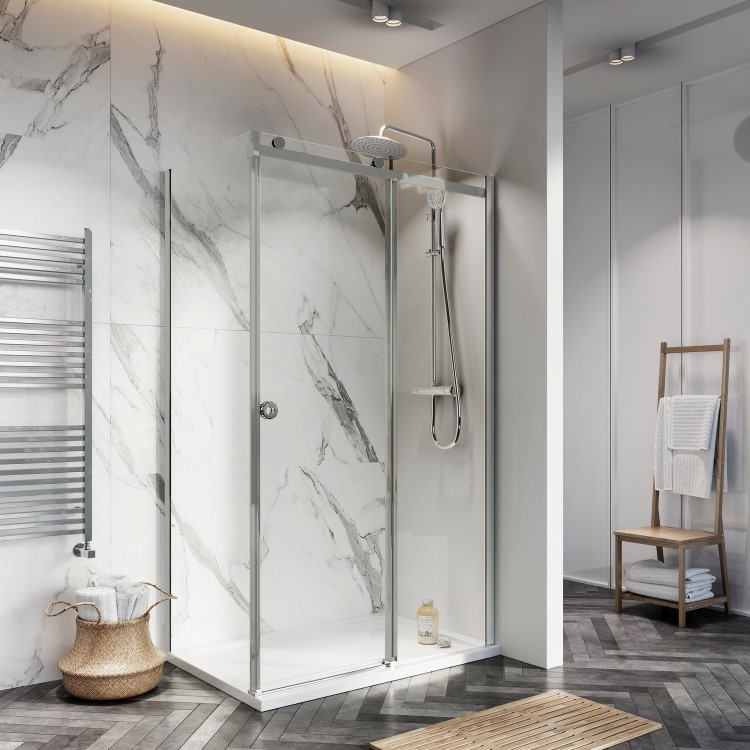 1000 x 800mm Rectangular Sliding Shower Enclosure - Frameless