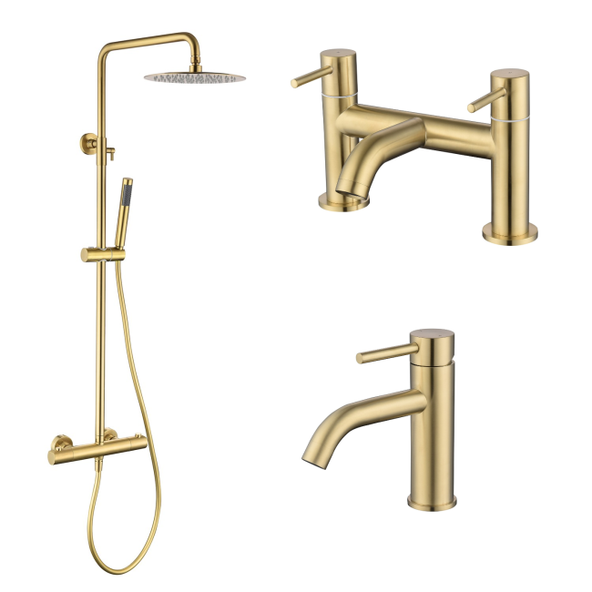 Brass Shower Bath and Basin Tap Set - Arissa