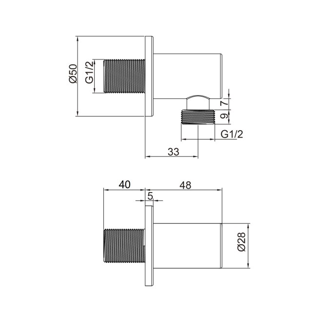 Arissa Brushed Brass Wall Outlet Elbow