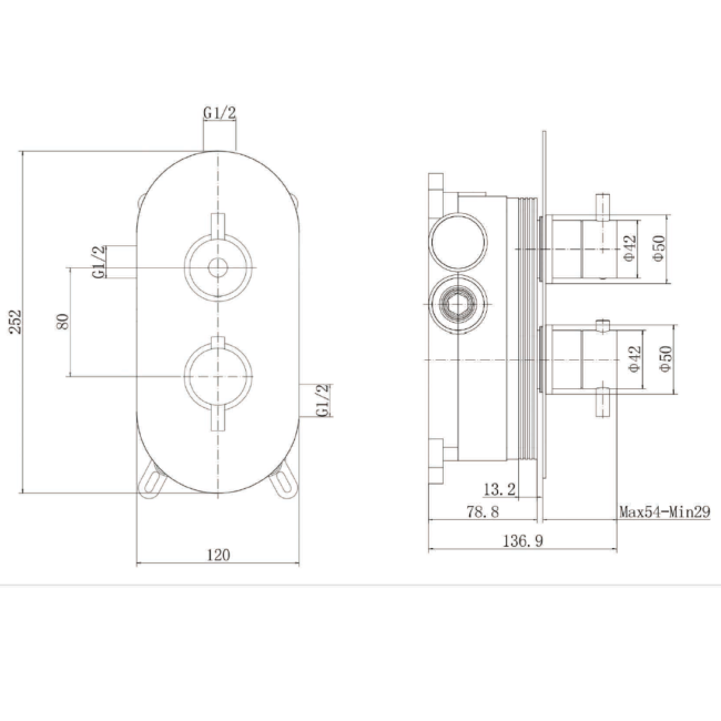 Black Single Outlet Wall Mounted Thermostatic Mixer Shower Set - Arissa