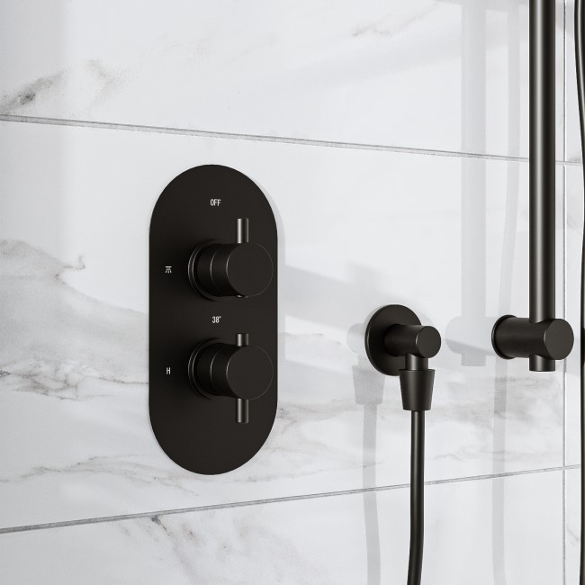 Black 2 Outlet Concealed Thermostatic Shower Valve with Dual Control - Arissa