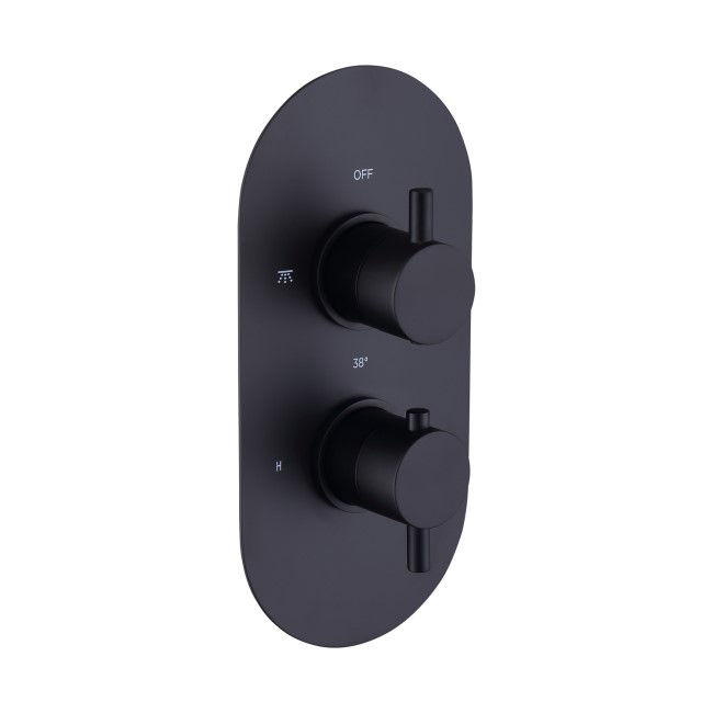 Black 2 Outlet Concealed Thermostatic Shower Valve with Dual Control - Arissa