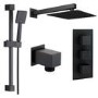Black Concealed Shower Mixer with Triple Control & Square Wall Mounted Head – Zana