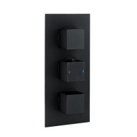 Black Concealed Shower Mixer with Triple Control & Square Ceiling Mounted Head – Zana