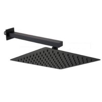 Grade A1 - Black 250mm Slim Square Shower Head and Wall Arm - Zana Grade A1 - Black 250mm Slim Square Shower Head and Wall Arm - Zana