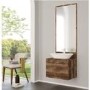 Grade A1 - 600mm Wood Effect Wall Hung Countertop Vanity Unit with Mirror and Basin - Nerja