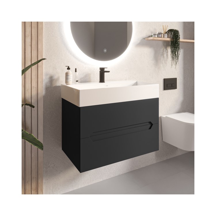 Grade A2 - 800mm Anthracite Wall Hung Vanity Unit with Basin - Morella