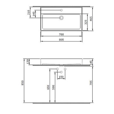 Grade A2 - 800mm Anthracite Wall Hung Vanity Unit with Basin - Morella