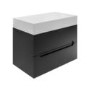 Grade A2 - 800mm Black Wall Hung Vanity Unit with Basin - Morella