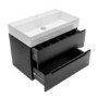 Grade A2 - 800mm Black Wall Hung Vanity Unit with Basin - Morella