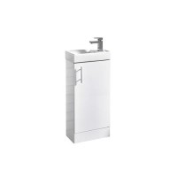 White Gloss 400 x 200mm Floor Standing Basin Vanity Unit - Cranbrook