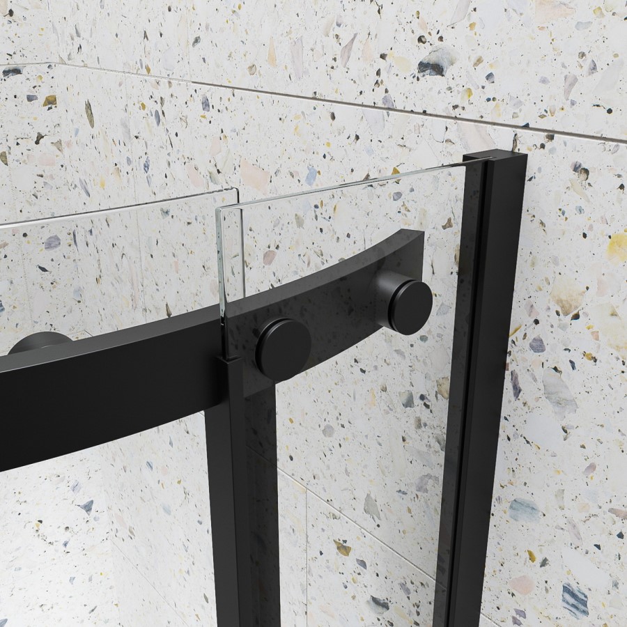 Grade A1 - Black 800mm Frameless Quadrant Shower Enclosure - Aquila 