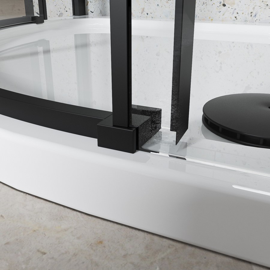 Grade A1 - Black 800mm Frameless Quadrant Shower Enclosure - Aquila 