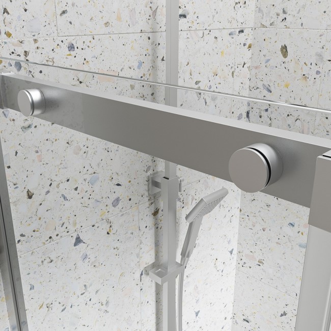 Chrome 8mm Glass Frameless Rectangular Sliding Shower Enclosure 1000x800mm - Aquila