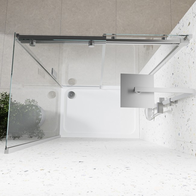 Chrome 8mm Glass Frameless Rectangular Sliding Shower Enclosure 1000x800mm - Aquila