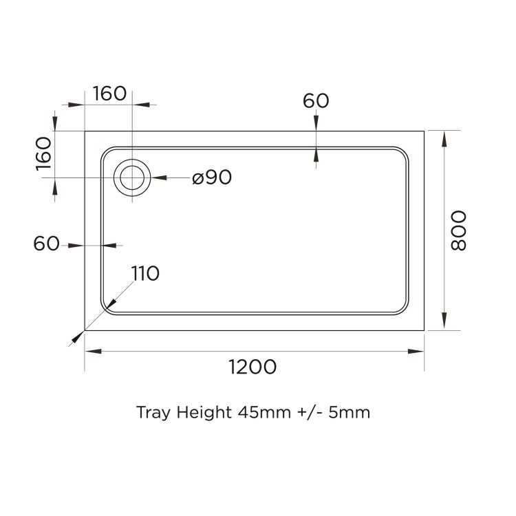 Chrome 8mm Glass Frameless Rectangular Sliding Shower Enclosure with Shower Tray 1200x800mm - Aquila