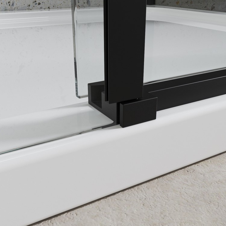 Black 8mm Glass Frameless Rectangular Sliding Shower Enclosure with Shower Tray 1000x700mm - Aquila