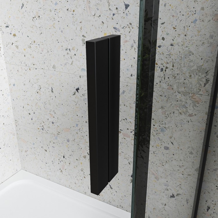 Black 8mm Glass Frameless Rectangular Sliding Shower Enclosure with Shower Tray 1000x700mm - Aquila