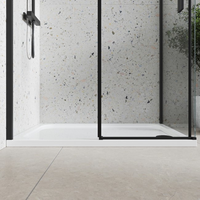 Black 8mm Glass Frameless Rectangular Sliding Shower Enclosure 1000x800mm - Aquila