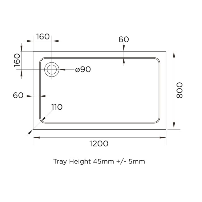 Black 8mm Glass Frameless Rectangular Sliding Shower Enclosure with Shower Tray 1200x800mm - Aquila