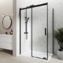 Black 8mm Glass Frameless Rectangular Sliding Shower Enclosure 1200x900mm - Aquila
