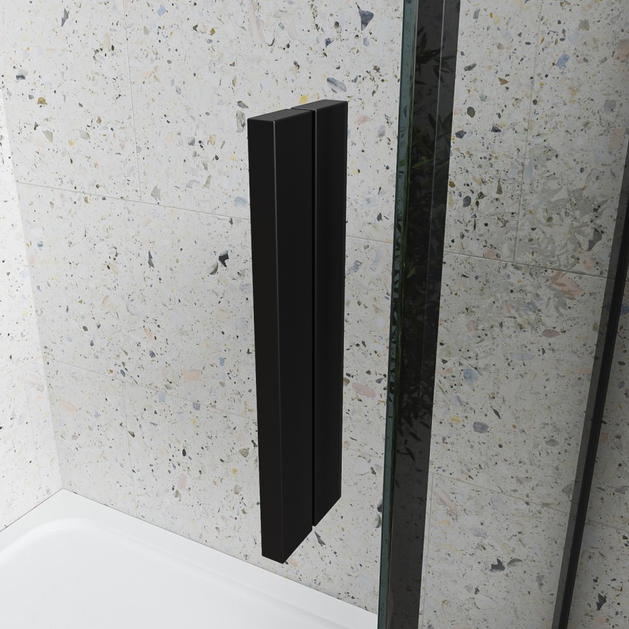 Black 8mm Glass Frameless Rectangular Sliding Shower Enclosure with Shower Tray 1400x800mm - Aquila