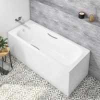 GRADE A1 - 1700 Steel Bath with Feet and Bath Grips