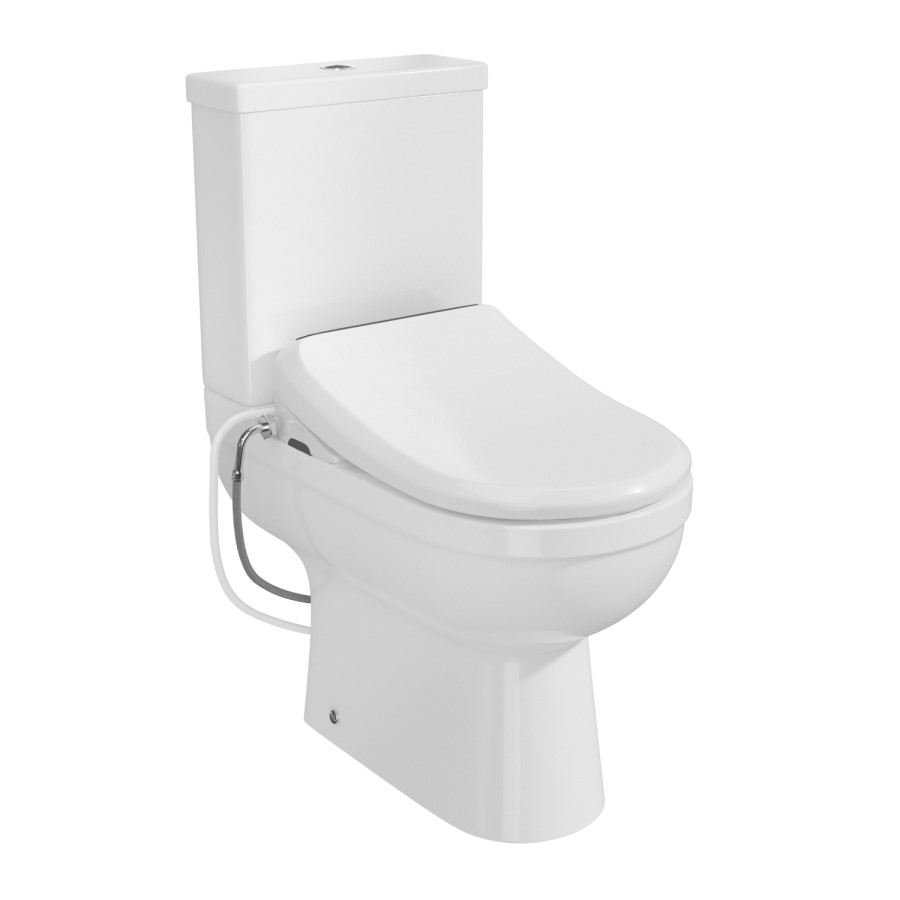 Close Coupled Toilet with Smart Bidet Toilet Seat