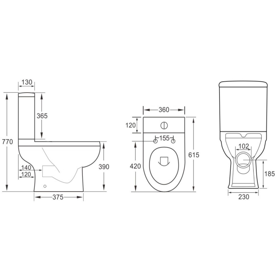 Close Coupled Toilet with Smart Bidet Toilet Seat