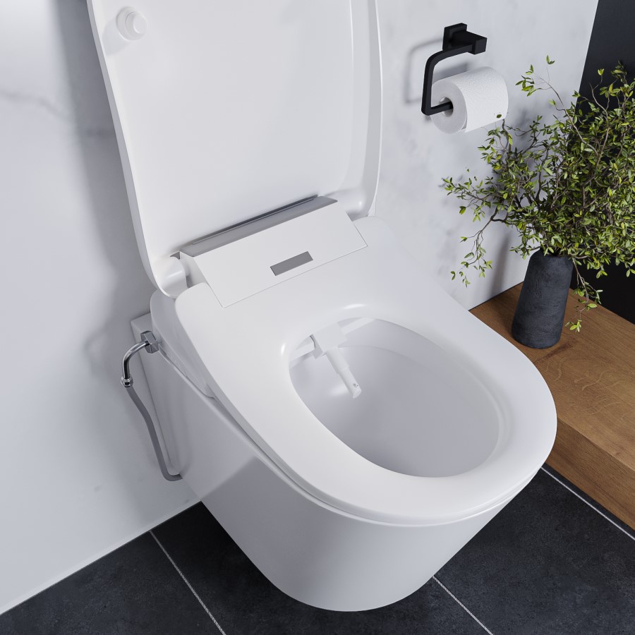 Wall Hung Toilet with Smart Bidet Japanese Toilet Seat - Purificare
