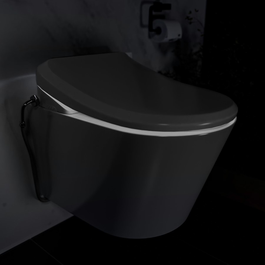 Wall Hung Toilet with Smart Bidet Japanese Toilet Seat - Purificare
