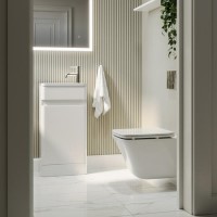 Wall Hung Toilet and White Gloss Basin Vanity Unit Cloakroom Suite - Pendle