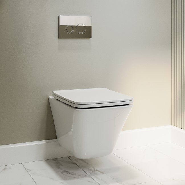 Wall Hung Toilet and White Gloss Basin Vanity Unit Cloakroom Suite - Pendle