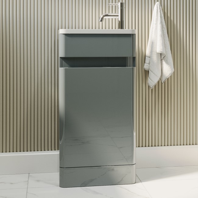 410mm Light Grey Cloakroom Vanity Unit with Basin - Pendle