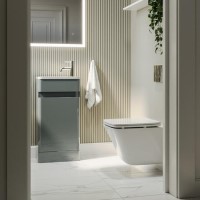 Wall Hung Toilet and Grey Gloss Basin Vanity Unit Cloakroom Suite - Pendle