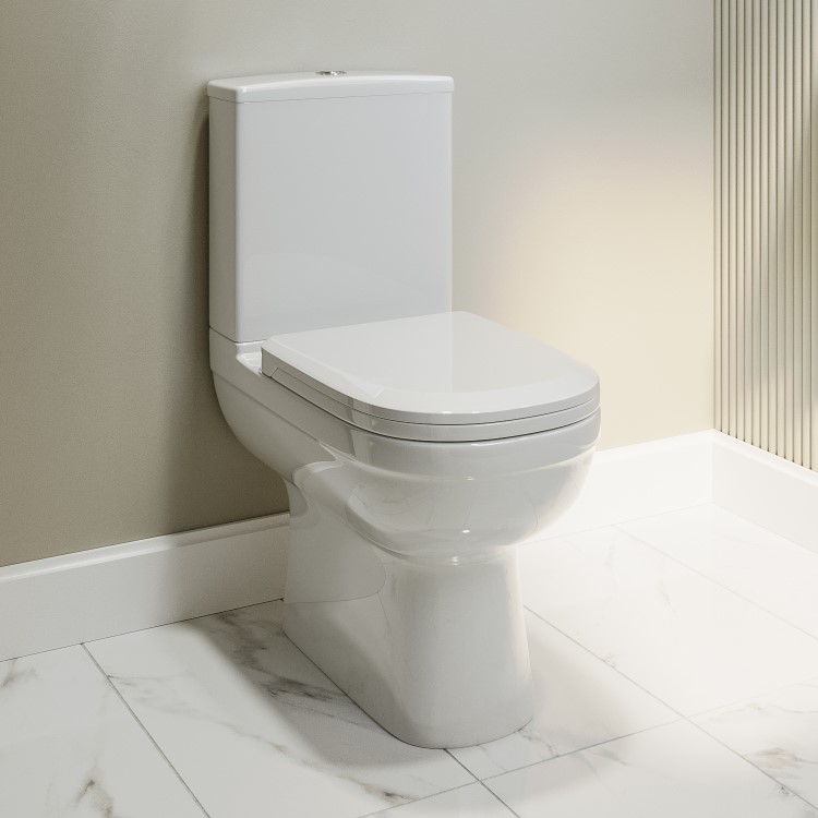 Close Coupled Toilet and White Gloss Basin Vanity Unit Cloakroom Suite - Pendle