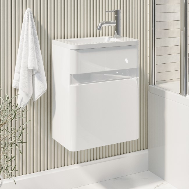 410mm White Wall Hung Cloakroom Vanity Unit with Basin - Pendle